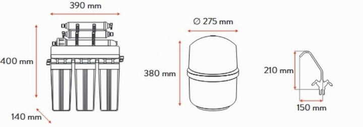 Czysta Kropla 7-Stufen Umkehrosmose Wasserfilter mit Mineralisierung Ionisator und 12 Liter Tank Unt