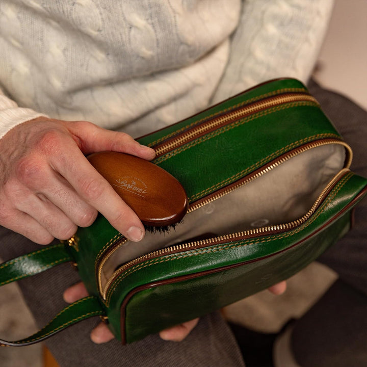 Kulturbeutel Leder Herren - Kosmetikbeutel - Waschtasche für Männer - 100% Echtleder - Hochwertige K