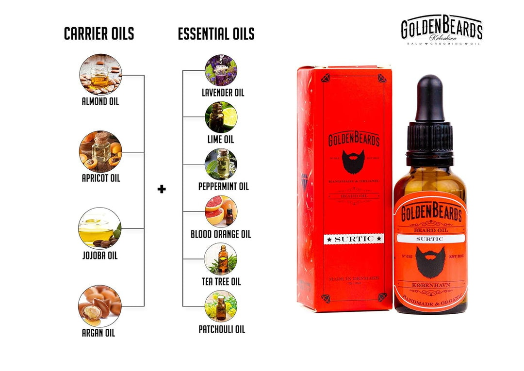Bio Bartöl - SURTIC 30ml Öl - Das perfekte Bartöl für empfindliche Haut - Best Beard Produkte Wartun