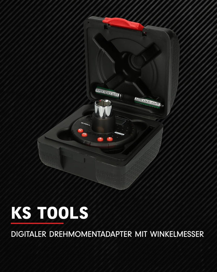 KS Tools Digitaler Drehmoment Adapter 1/2" mit Winkelmesser 516.1194 I 68-340 Nm Nm I Adapter für Dr