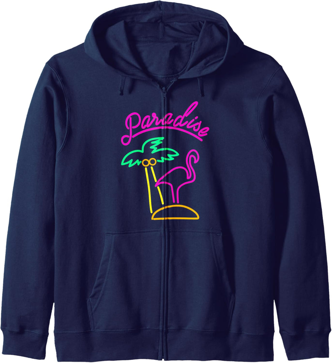 Retro Neon Sign Paradise Flamingo Palm Tree Kapuzenjacke