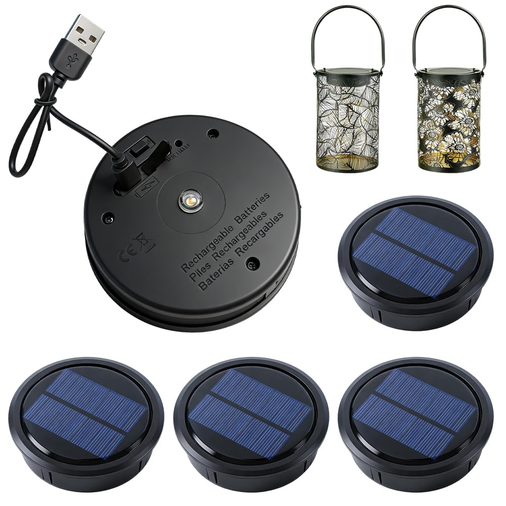 NAVESO 4 Stück Solarleuchten Ersatzteile 1200mAh, 10.5cm Solarleuchten Ersatz Top mit LED, Ersatz So