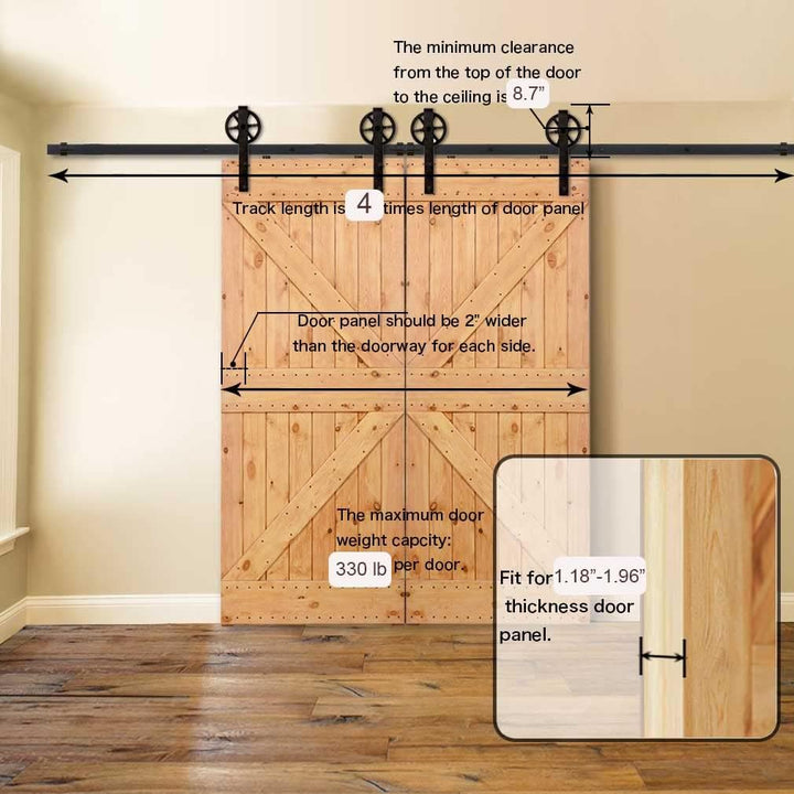 Schiebetürbeschlag Doppeltür 366cm Schiebetüren Schiebetürsystem Komplettset Laufschiene Rollen Set