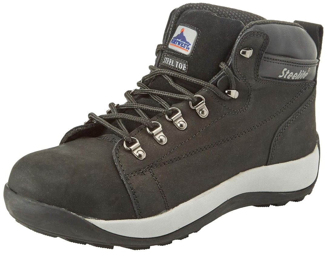 Portwest Steelite halbhoher Stiefel SB HRO, Grösse: 45, Farbe: Schwarz, FW31BKR45 45 EU Schwarz, 45