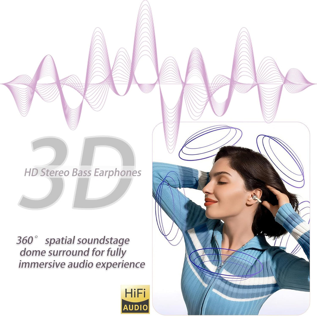 Kabellos Bluetooth Kopfhörer, Open-Ear-Kopfhörer, Ohrclip mit Beeindruckender Klang, Bluetooth 5,4,