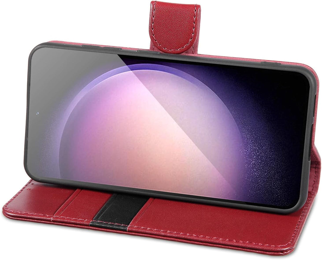 LENSUN Echtleder Hülle für Samsung Galaxy S23, Handyhülle [Echtes Leder] [Kartenfach] [RFID Schutz]