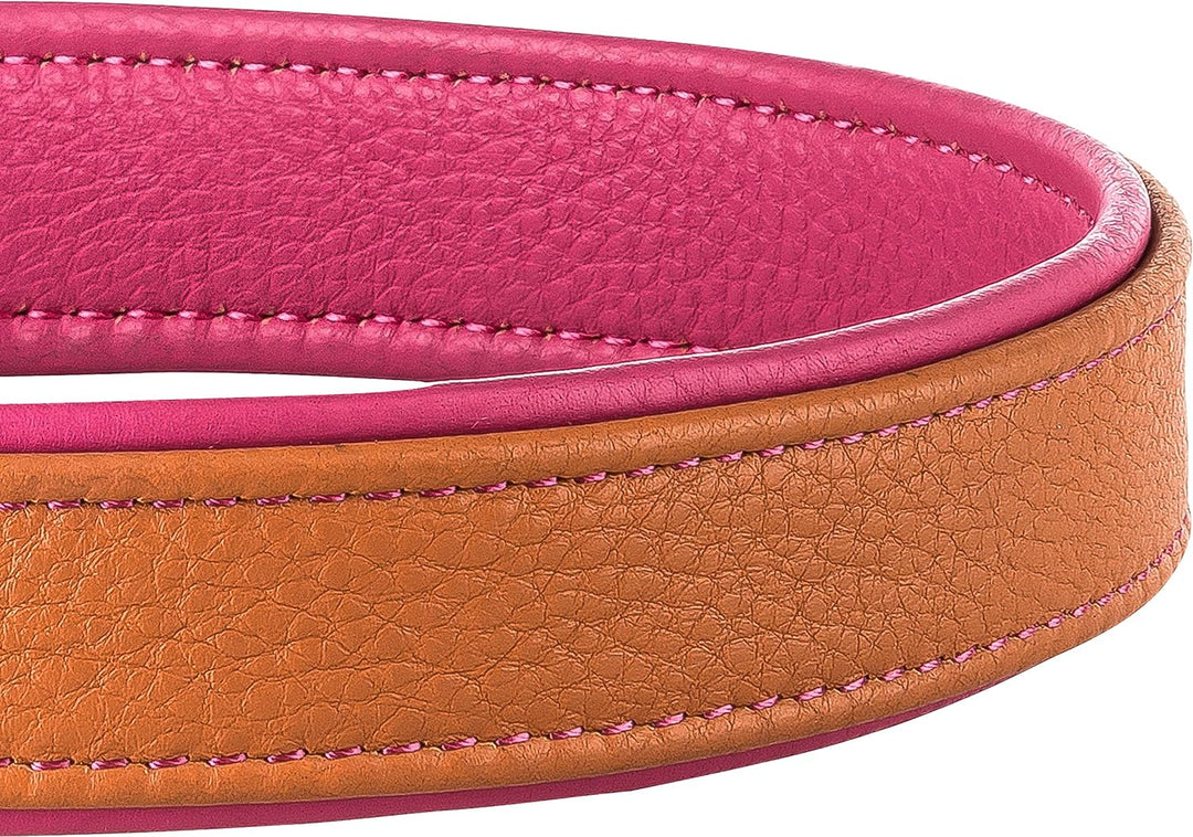 Schnüffelfreunde Lederhalsband Hund - Fun Line (XXL - 55-65cm, Beige-Pink) XXL Beige-Pink, XXL Beige