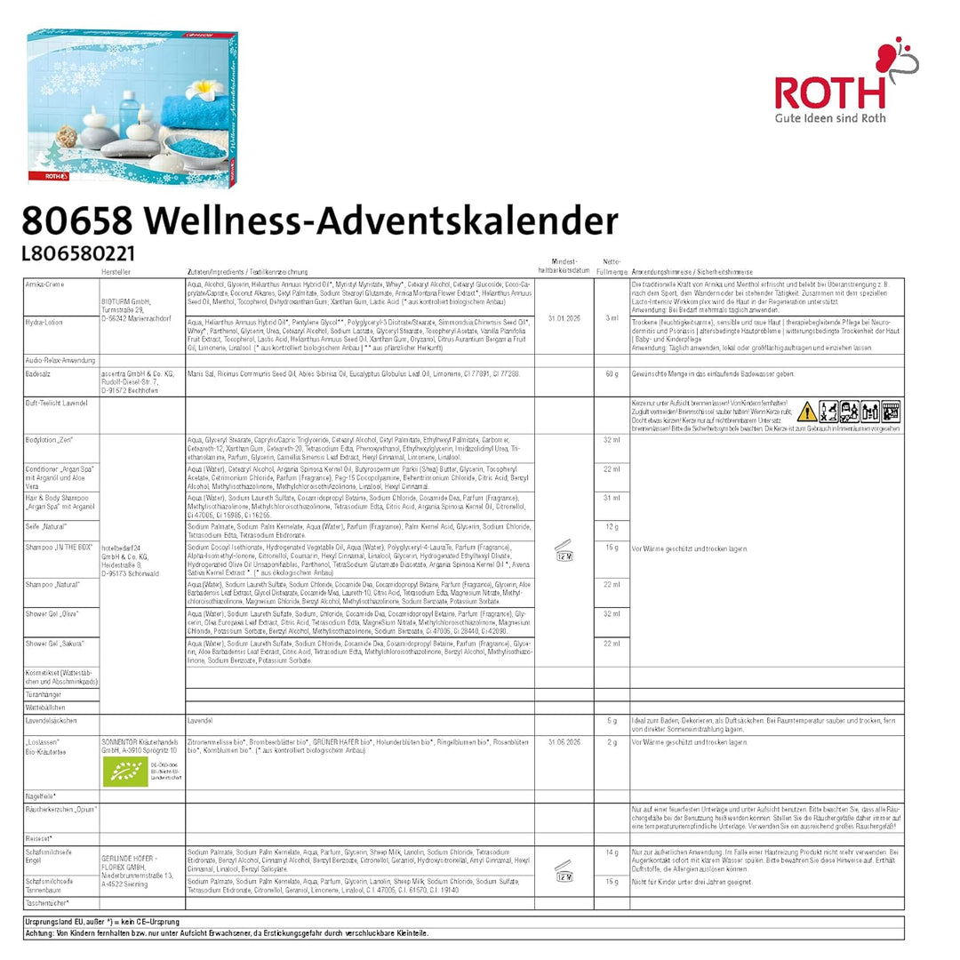 ROTH Wellness-Adventskalender 'Nimm Dir Zeit' 2022 mit 24 Wellnessartikeln für eine entspannte