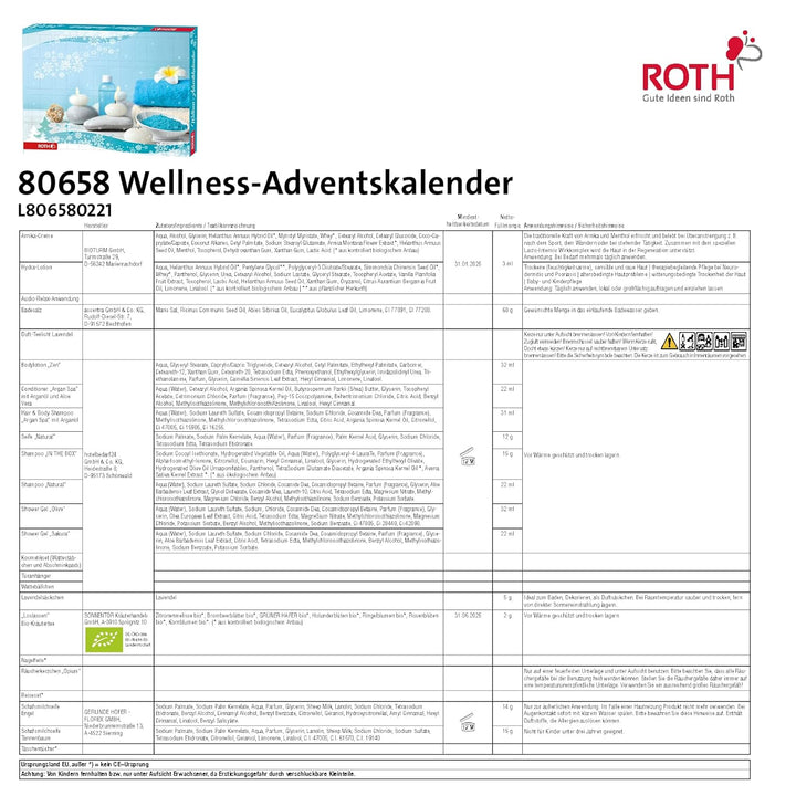 ROTH Wellness-Adventskalender 'Nimm Dir Zeit' 2022 mit 24 Wellnessartikeln für eine entspannte