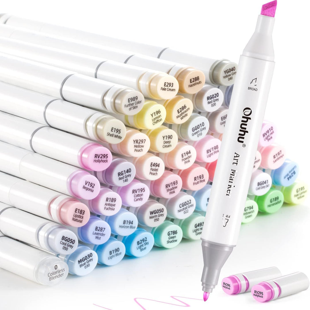 Ohuhu Pastel Marker Stifte, 48 Farben Permanent Marker Stiften Marker Pen verdoppelt spitzt Kunst Sk