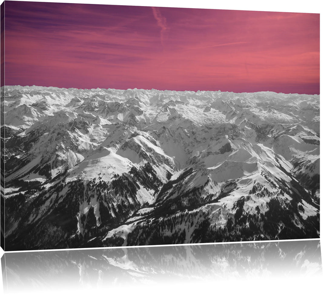 kollossalen Alpen mit Schneespitzen schwarz/weiss Format: 100x70 auf Leinwand, XXL riesige Bilder fe