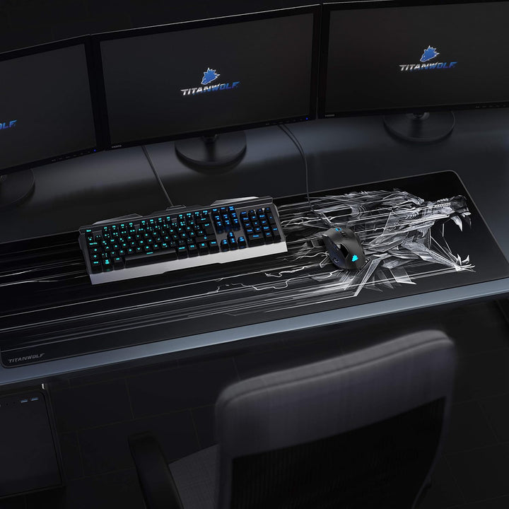 TITANWOLF - Übergrösse Mauspad Gaming Titanwolf 1200x400mm - XXXL Mousepad gross mit Motiv - Tischun
