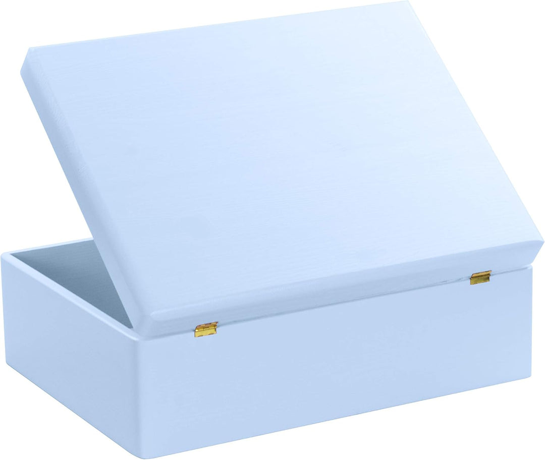 LAUBLUST Grosse Holzkiste mit Deckel - 40x30x14cm, Blau, FSC® | Allzweck-Kiste aus Holz - Aufbewahru