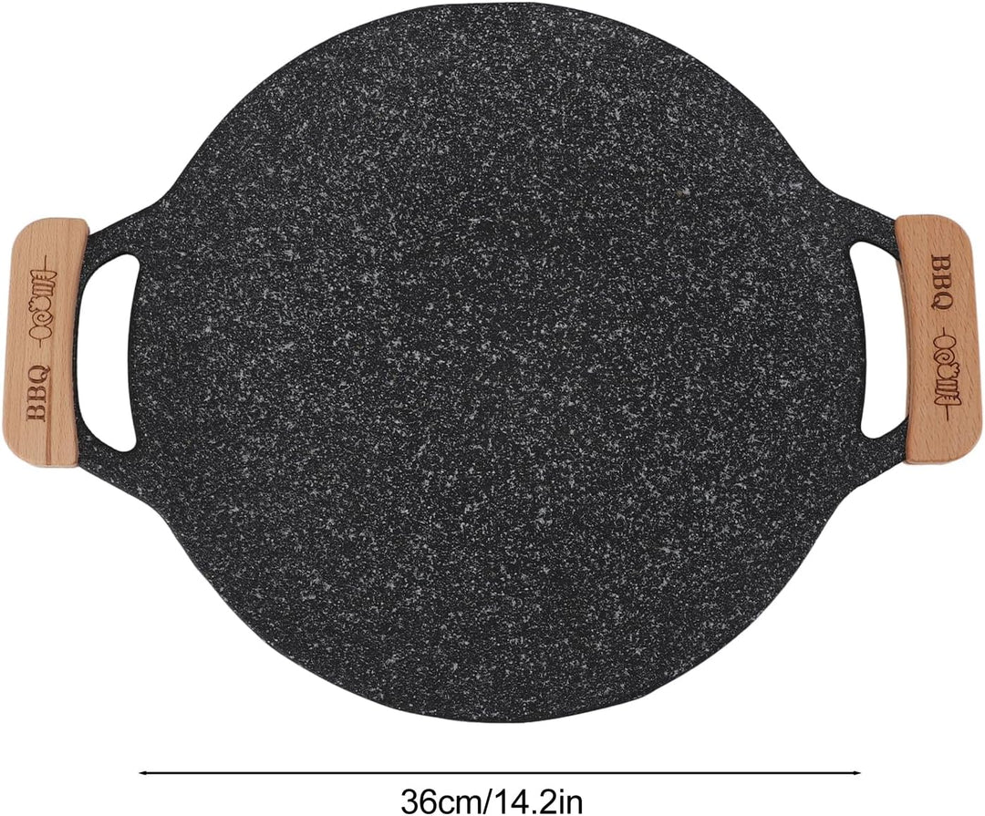 Zerodis BBQ-Grillpfanne, Runde Grillplatte aus Antihaftbeschichtetem Eisen für Camping (Gross: 50 cm