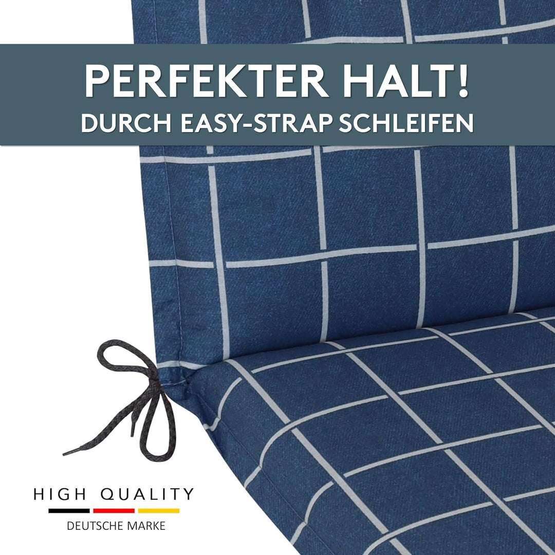 LILENO HOME Gartenstuhl Auflagen als [1er Set - Niedriglehner] in Yacht-Karo Dunkelblau - Bequeme Li