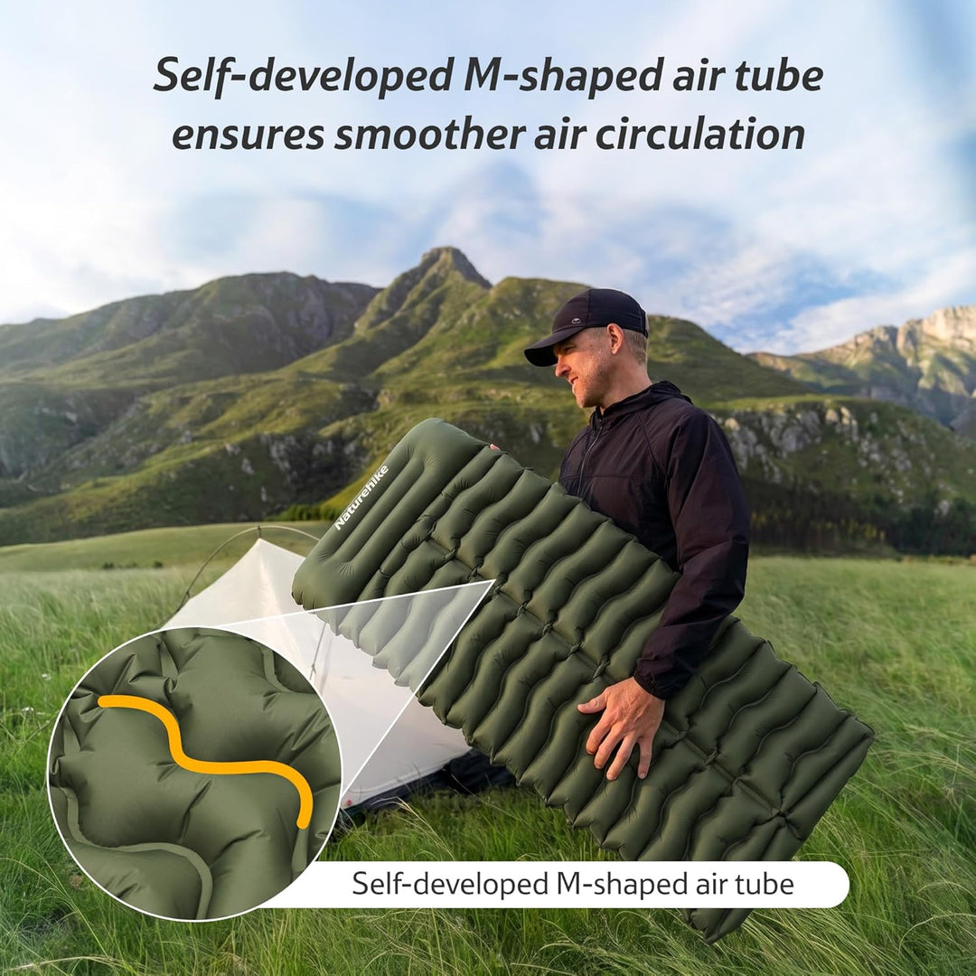 Naturehike Isomatte Camping, Ultraleicht Camping Luftmatratze mit Fusspumpe, Integrierte Luftpumpe i