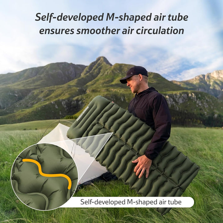 Naturehike Isomatte Camping, Ultraleicht Camping Luftmatratze mit Fusspumpe, Integrierte Luftpumpe i