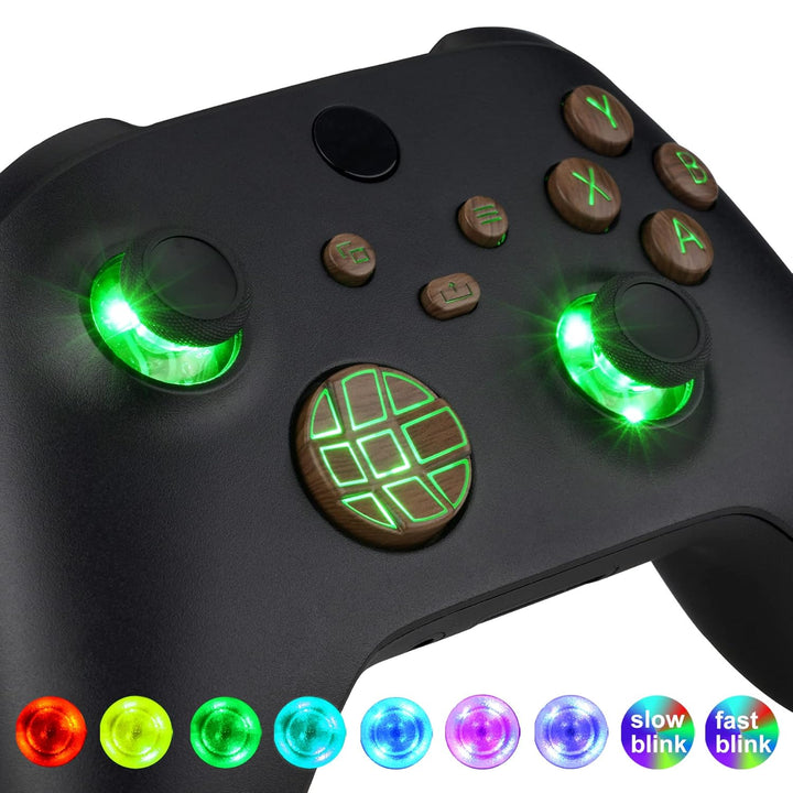 eXtremeRate Leuchttasten LED Knöpfe für Xbox Series X/S Controller, DTF LED Kit Ersatz Tasten D-pad