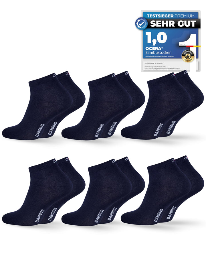 OCERA BAMBUS Kurzschaft Socken, 6 oder 12 Paar atmungsaktive Sneaker Socken aus nachhaltigen Bambusf