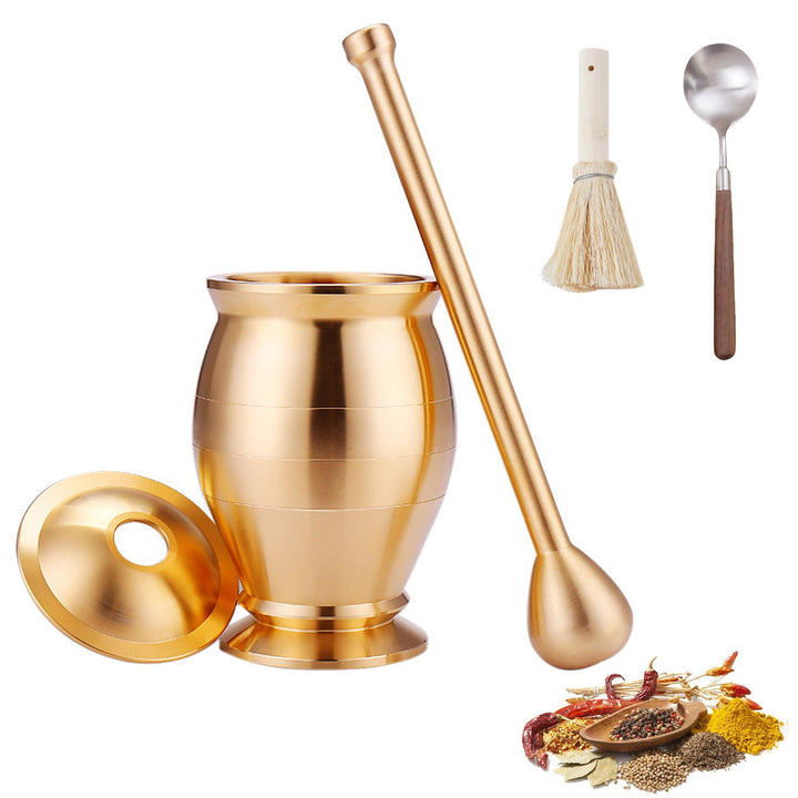 Mörser mit Stössel Set, Handgefertigter Mini-Mörser und Stössel aus Messing für Safran und Gewürze K