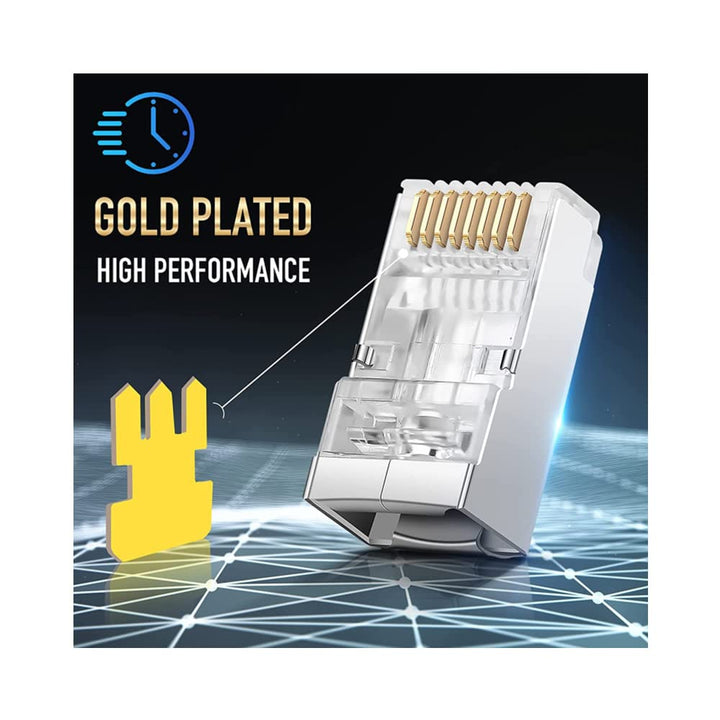 VIVOCH Cat6 RJ45 Pass-Through-Steckverbinder - 50 Stück Metallgeschirmte FTP 8P8C Modulare Netzwerks