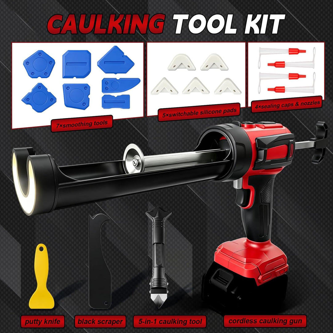 Akku Kartuschenpresse für Milwaukee 18V, Anti-Tropf-Funktion &amp; LED-Licht, 4-stufige Geschwindigkeits