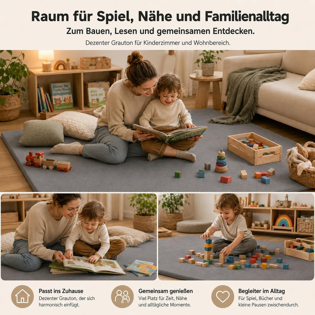 jxgzyy Krabbelmatte Baby 127 × 127 cm, 3 cm dick | Abwischbare PU-Seite und ultraweiche Kurzplüschse