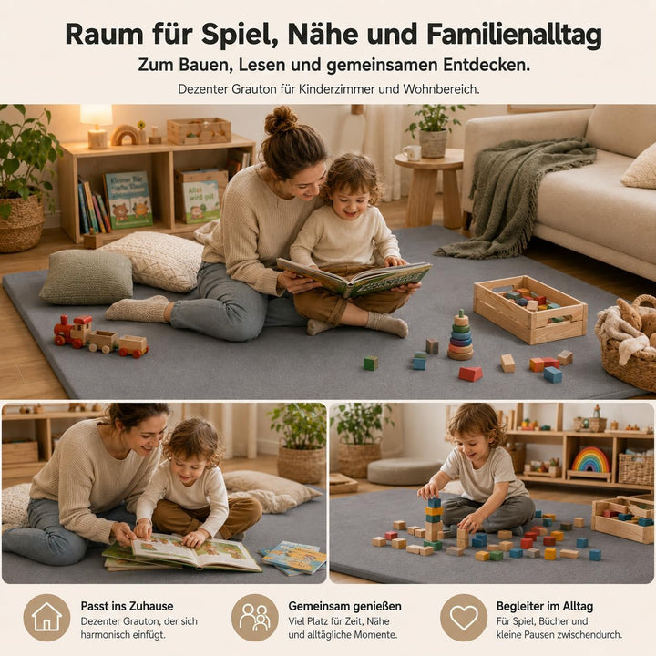 jxgzyy Krabbelmatte Baby 127 × 127 cm, 3 cm dick | Abwischbare PU-Seite und ultraweiche Kurzplüschse