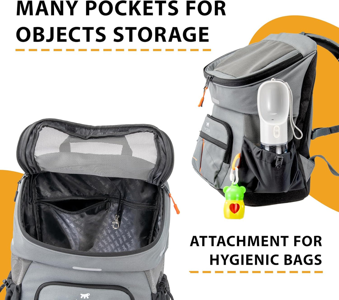 Ferplast Hunderucksack Voyager Backpack, Katzenrucksack, Hundetasche, Hundebox, Weite Öffnung, verst