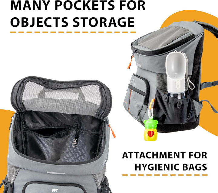 Ferplast Hunderucksack Voyager Backpack, Katzenrucksack, Hundetasche, Hundebox, Weite Öffnung, verst