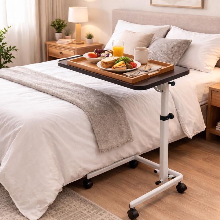 DynaSun Höhenverstellbarer Beistelltisch Pflegebett-Tisch T005 – 64–104 cm, 7-Fach neigbare Tischpla