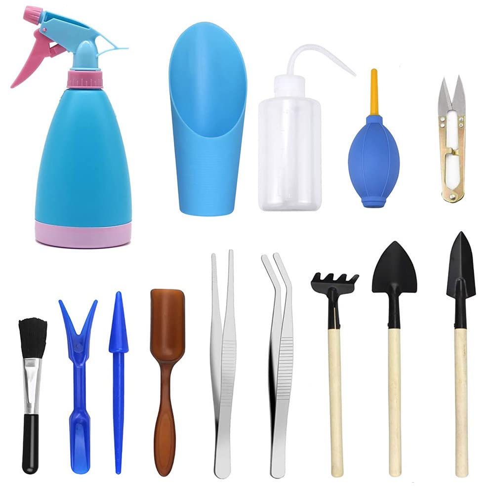 Amasawa 14 Stück Mini Garten Handwerkzeuge Set, Sukkulente Handwerkzeuge Set, Pflanz Handwerkzeuge S