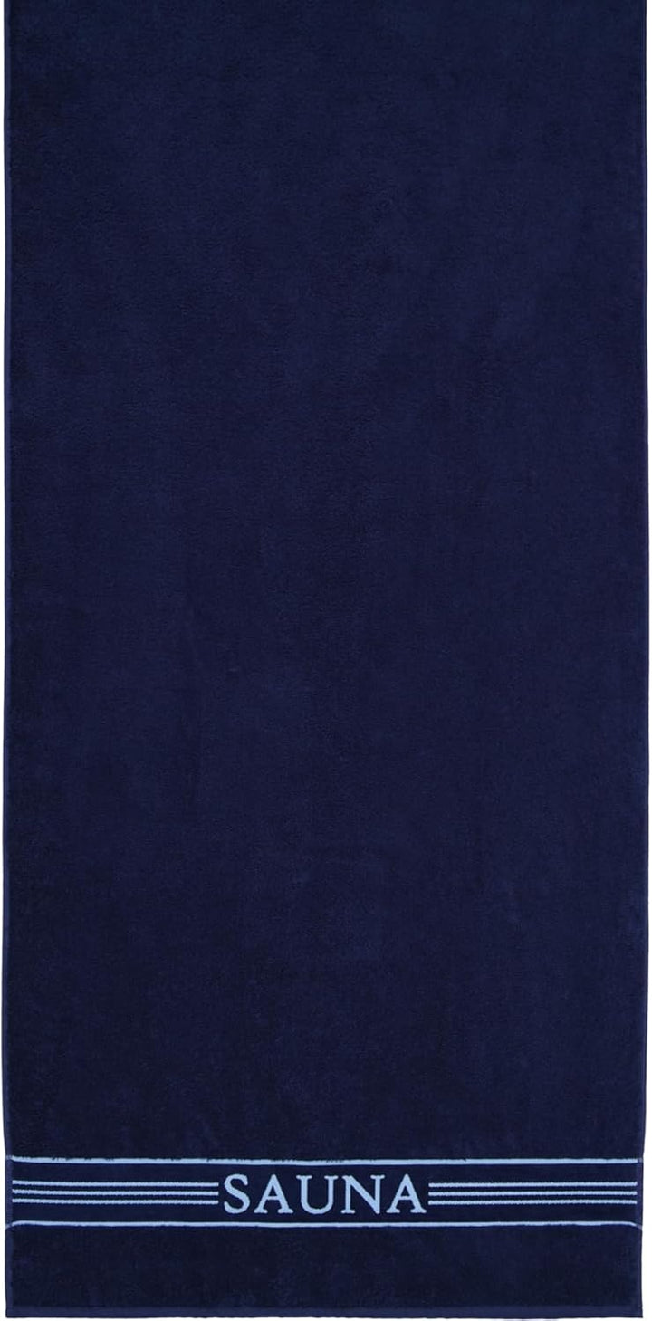frottana Sauna – Saunatuch mit Bordüre 80 x 200 cm aus 100% Baumwolle, Deep Sea 80 x 200 cm Deep Sea