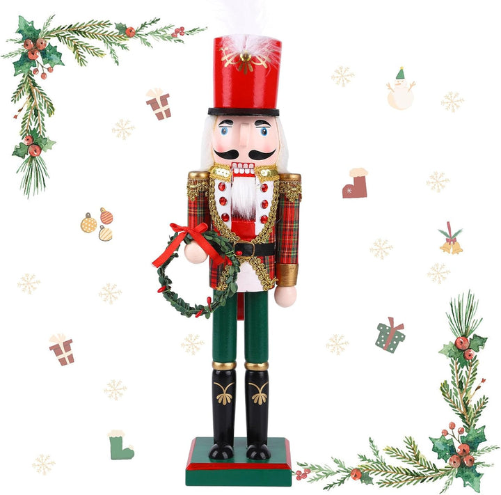 Jodsen 38cm Traditionelle Nussknacker-Figuren aus Holz,Weihnachtsdekoration,Festliche Nussknacker-Or