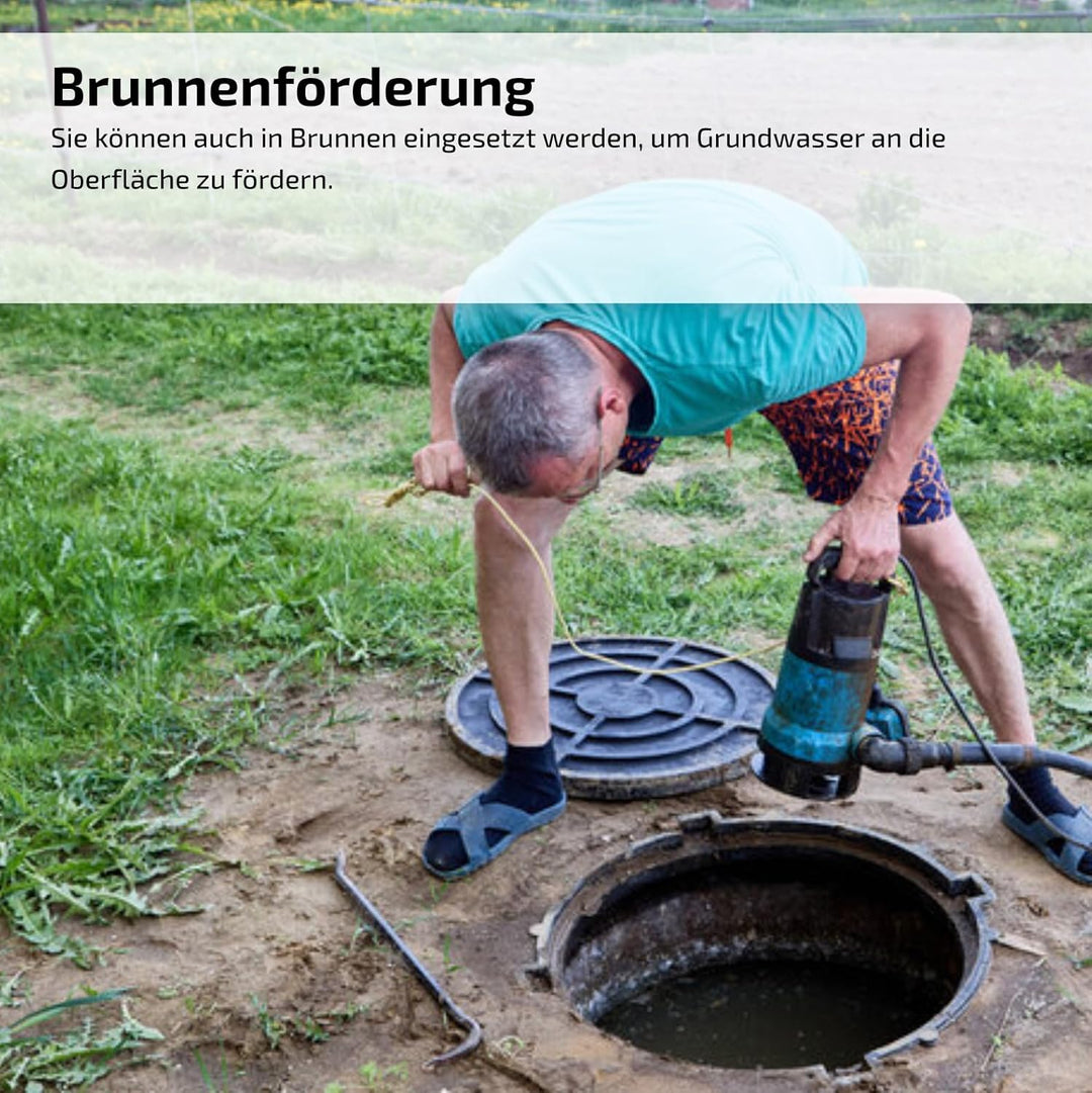 Tauchpumpe 550 Watt 6000l/h Flachsaugend Flachsaugpumpe Poolpumpe Gartenpumpe Wasserpumpe Klarwasser