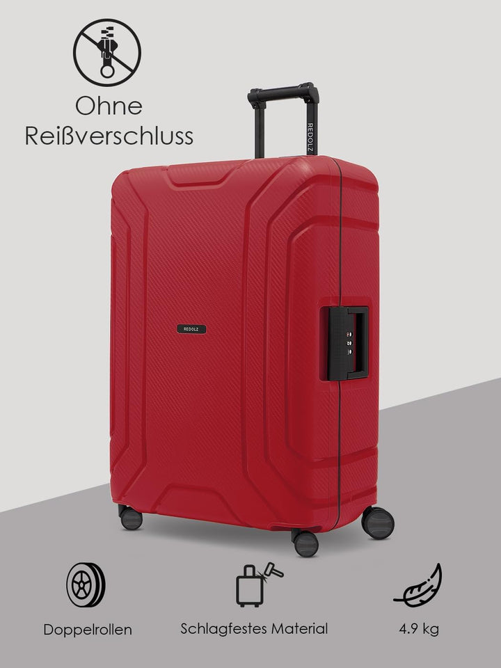 REDOLZ Hartschalen Check-in Koffer ohne Reissverschluss | 3-Punkt-Verschluss-System | Grosser XL Tro