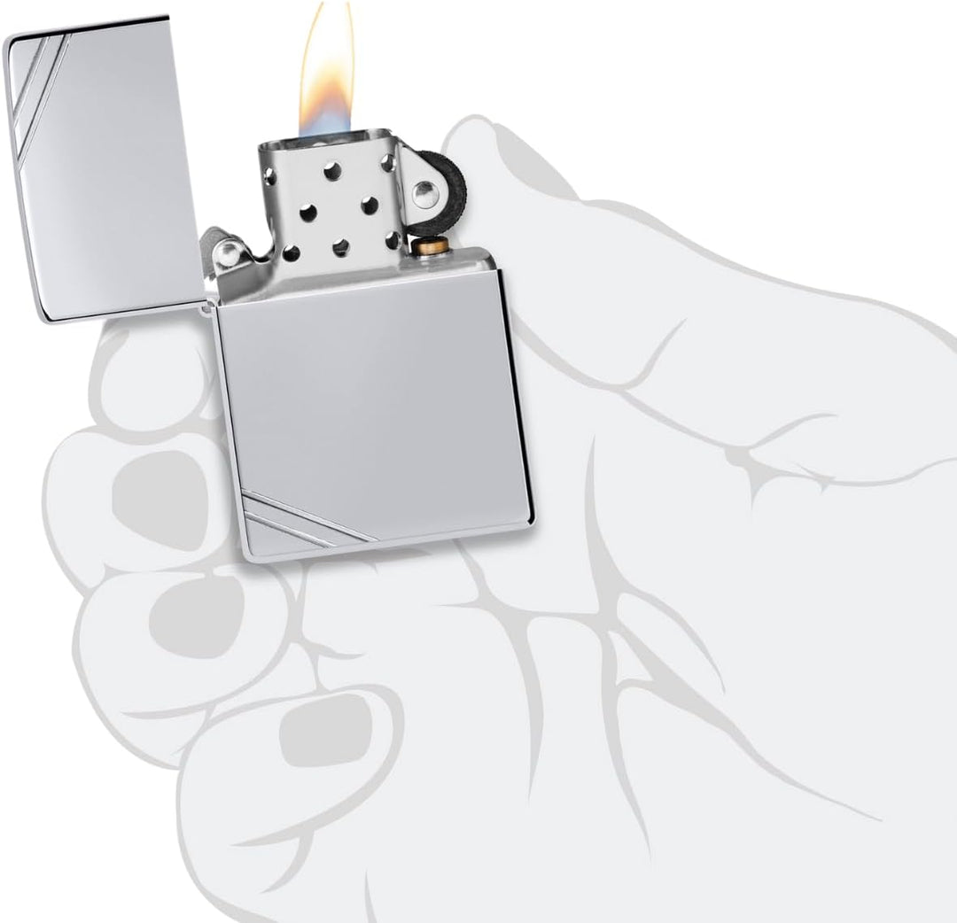 Zippo 260 24095 Hexagon Design Benzinfeuerzeug, Messing, Chrome High Polished, Chrome High Polished