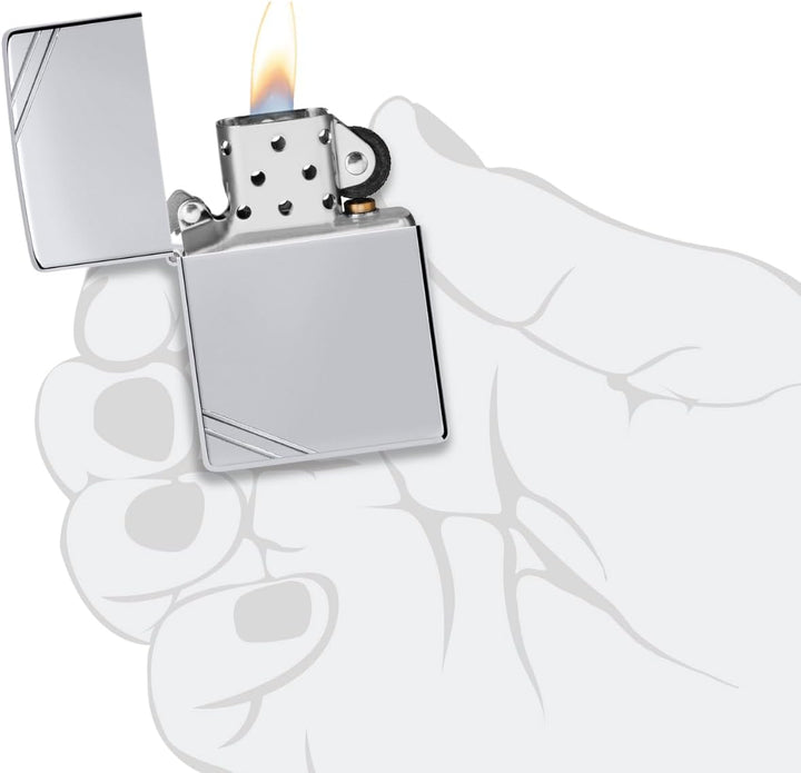 Zippo 260 24095 Hexagon Design Benzinfeuerzeug, Messing, Chrome High Polished, Chrome High Polished
