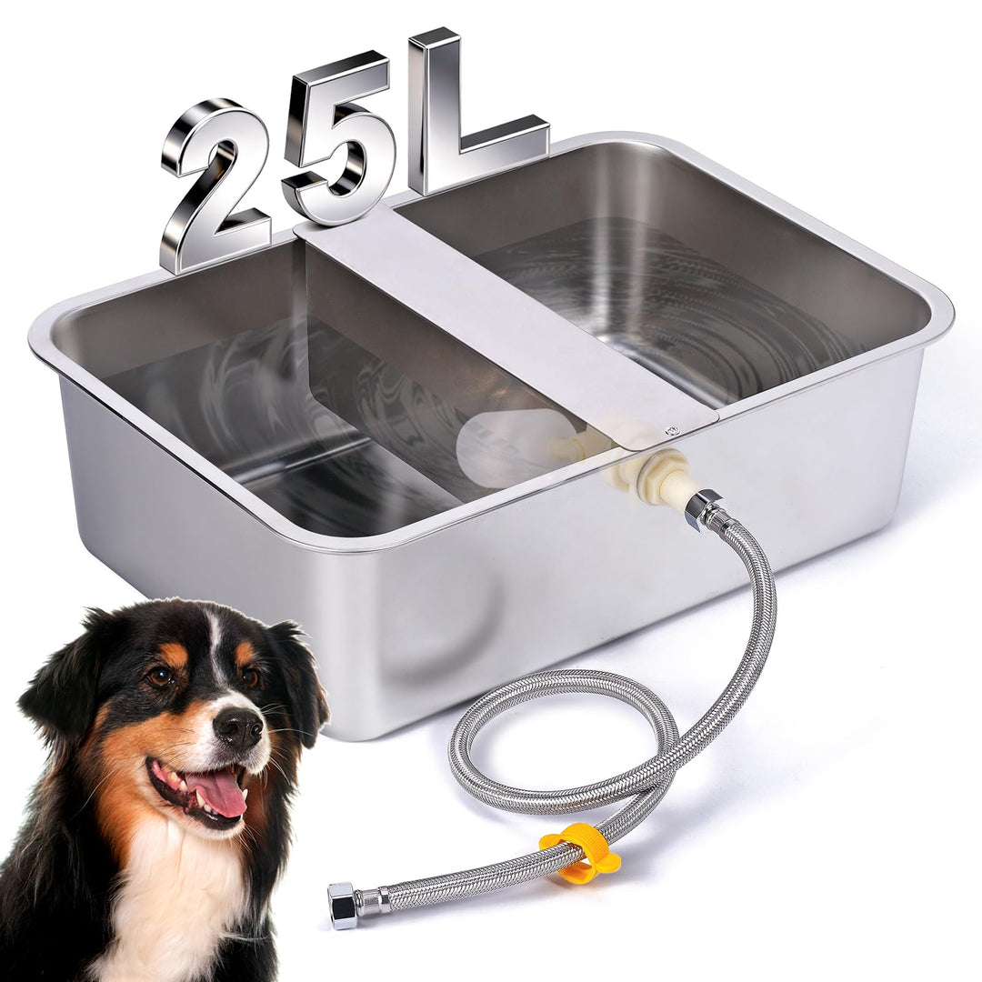 Hundebecken Automatischer Hundewasserspender,25 Liter Hundewasser im Freien Edelstahl-Wassernapf für