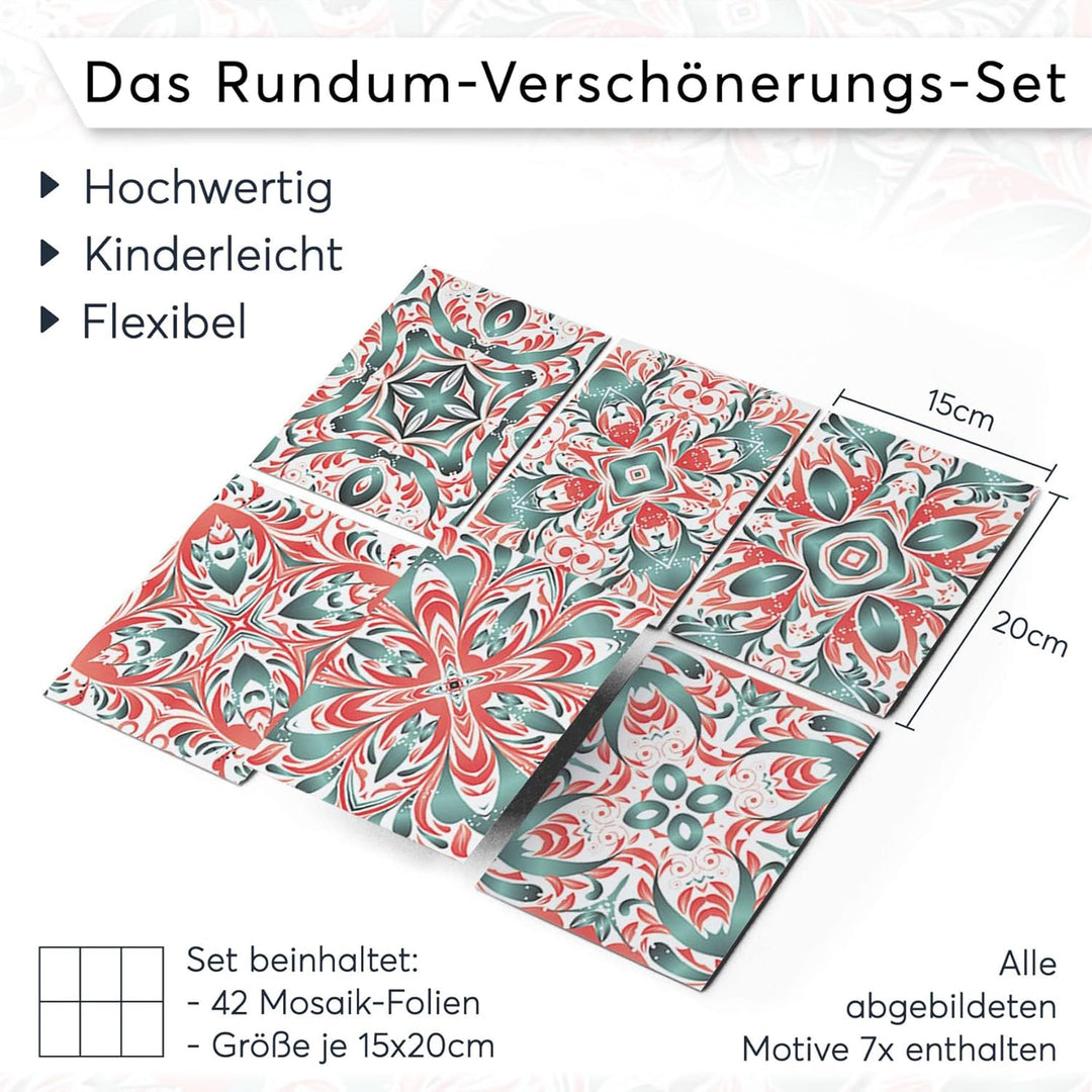 CREATISTO Mosaik-Fliesen Fliesensticker Fliesenfolie - Selbstklebende Fliesen Folie I Stickerfliesen