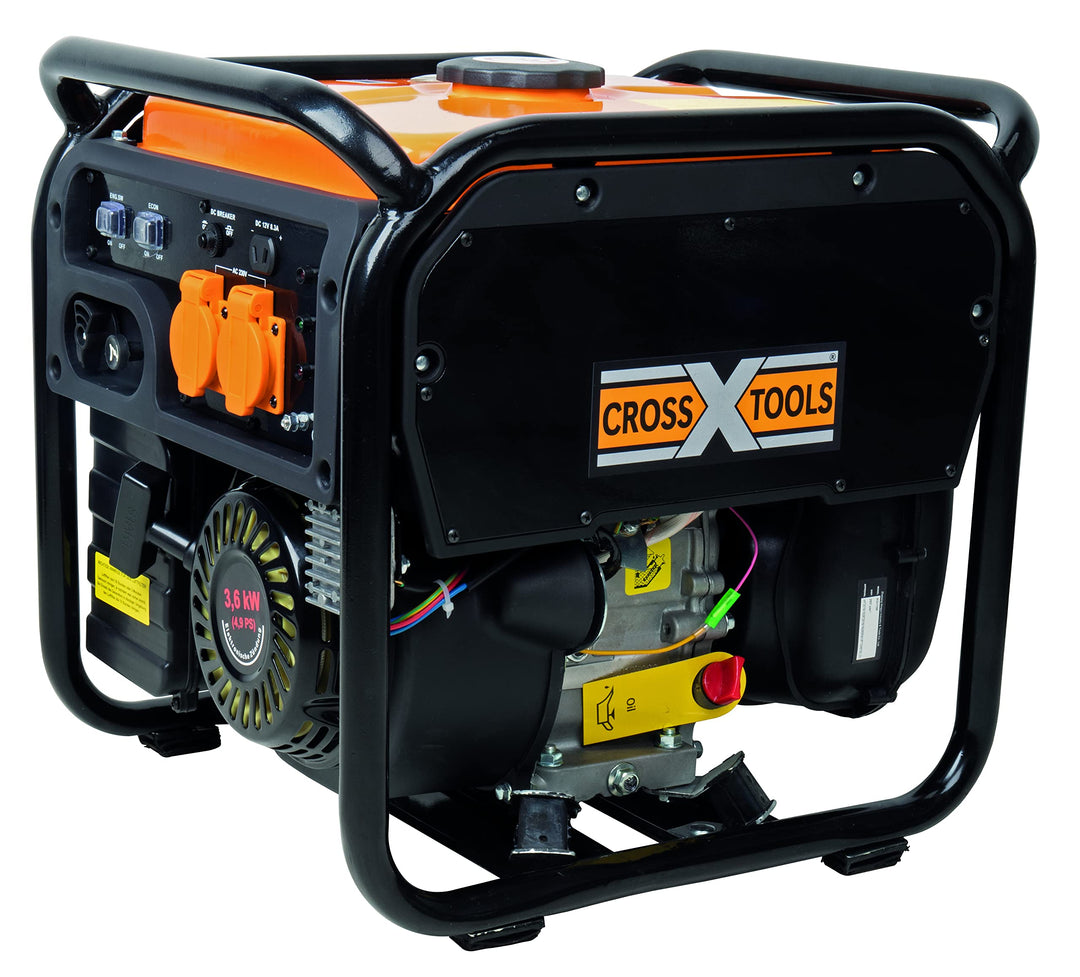 CROSS TOOLS Benzin Inverter Stromerzeuger - Stromaggregat - Generator (3.500W max. Leistung, 2x 230V