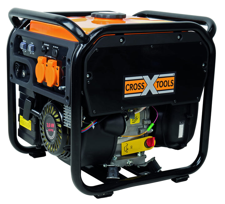 CROSS TOOLS Benzin Inverter Stromerzeuger - Stromaggregat - Generator (3.500W max. Leistung, 2x 230V