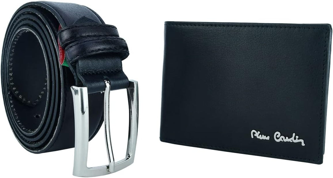 Pierre Cardin Herren-Geschenkbox, Geldbörse mit RFID-Schutz und Echtledergürtel