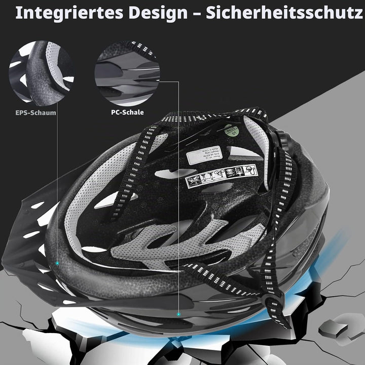 Shinmax Fahrradhelm,Fahrradhelm Herren Damen mit Visier Abnehmbarer EPS Körper+PC Schale MTB Mountai
