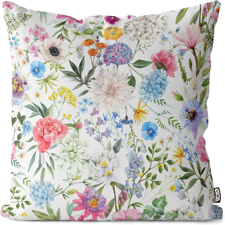 VOID Blumen Blumenmuster Frühlingsblumen 80x80 Kissenhülle Polyester Zierkissen Couchkissen Ostern O