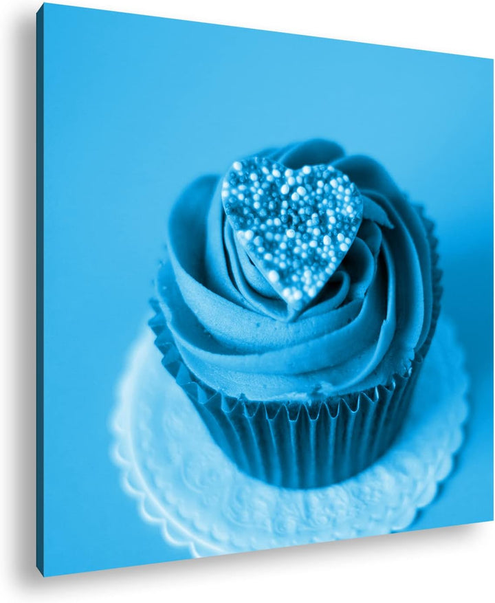 deyoli appetitlicher Cupcake Format: 60x60 Effekt: Monocrome Blau als Leinwandbild, Motiv fertig ger