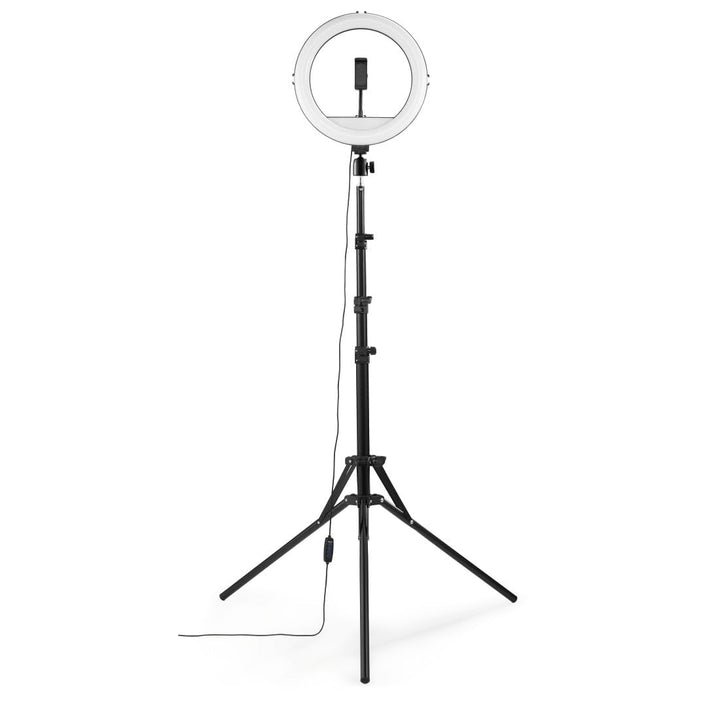 Hama LED Ringlicht mit Stativ Handy (12“ Ringleuchte, 30 cm Durchmesser, Dreibein Stativ für das Sma