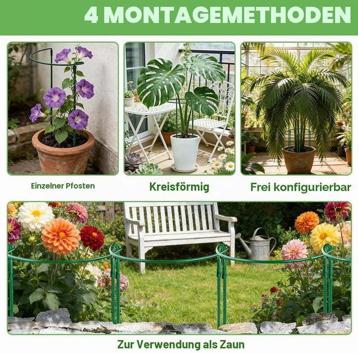 6 Stück Pflanzenstütze Halbrund, 25 x 60 cm Metall Pflanzenhalter, Befestigbare Staudenhalter, Blume