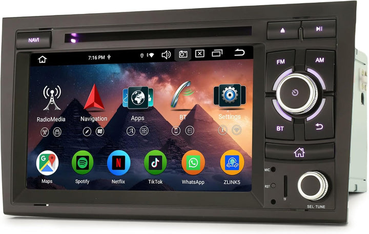 Erisin 8-Kern 4GB+64GB Android 14 Autoradio Bluetooth GPS Navigation Für Audi A4 S4 RS4 RNS-E SEAT E