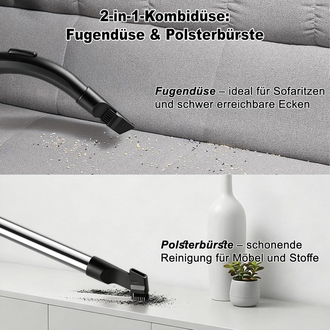 Staubsauger Beutellos 800 W, 60 dB Leise, Zyklon-Technologie, 2,2 L Staubbehälter, 6 m Kabel – für H